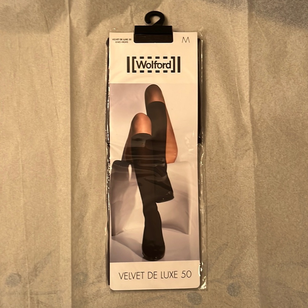 Wolford Velvet De Lux 50 knee-high M NWT